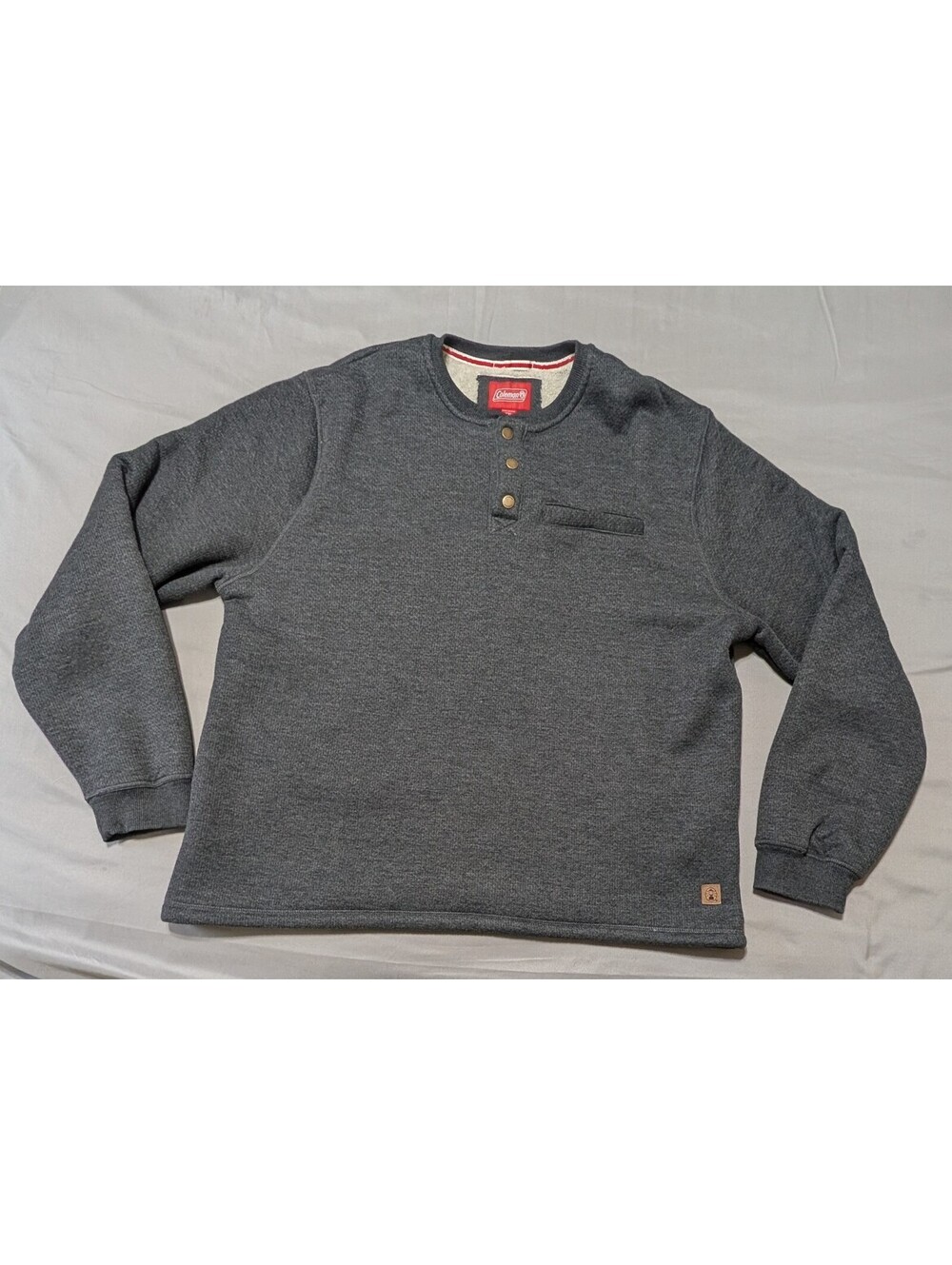 Coleman Men XXL Gray Sherpa Lined Waffle Henley Shirt Thermal Fleece